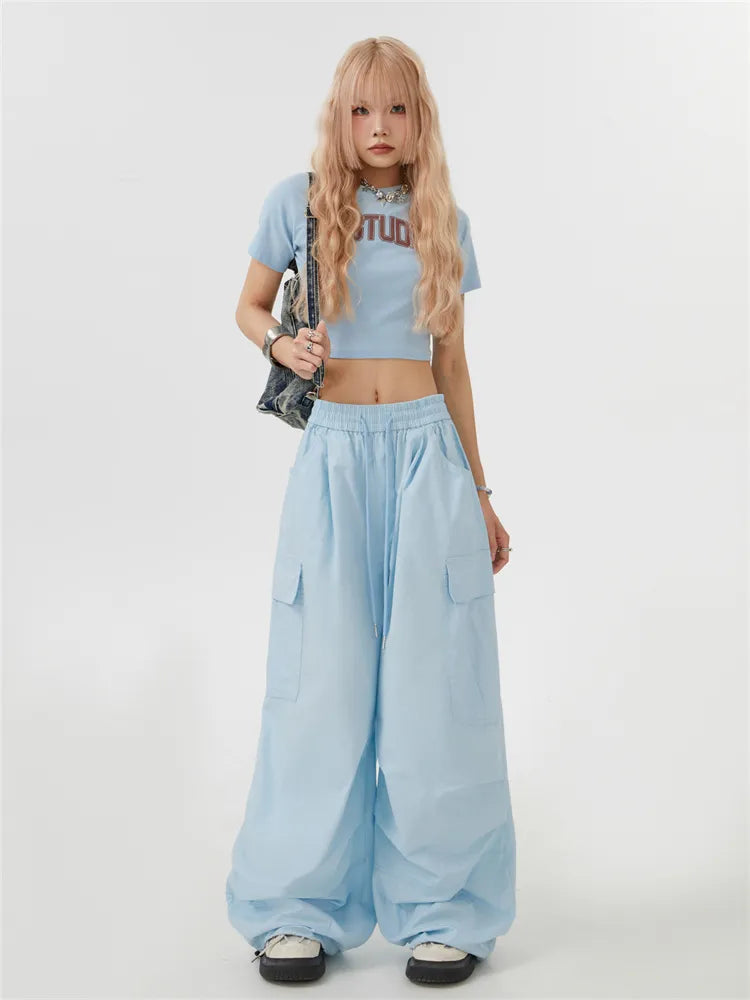 Solide Hip-Hop-Cargohose mit geradem Bein und Fallschirmform