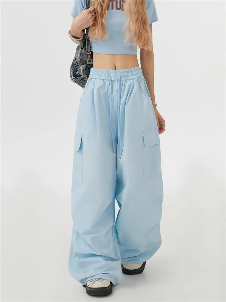 Solide Hip-Hop-Cargohose mit geradem Bein und Fallschirmform