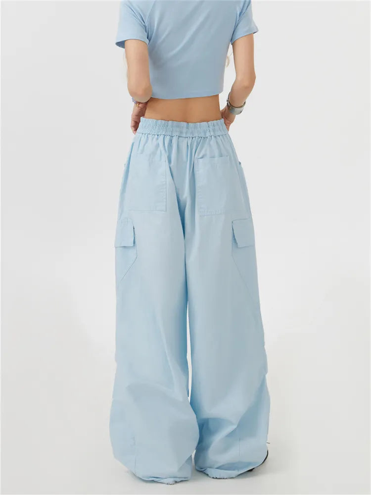 Solide Hip-Hop-Cargohose mit geradem Bein und Fallschirmform
