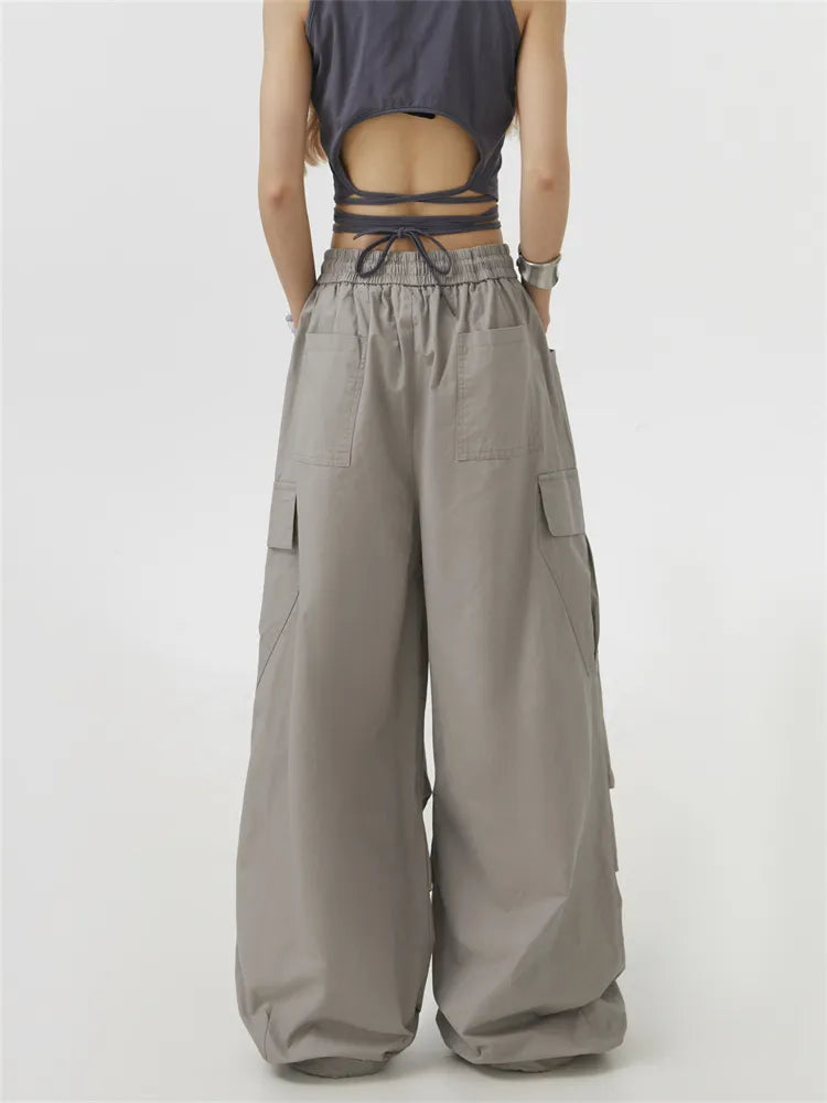 Solide Hip-Hop-Cargohose mit geradem Bein und Fallschirmform