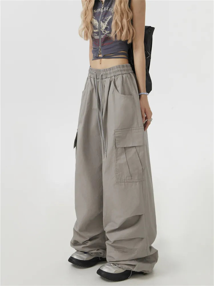 Solide Hip-Hop-Cargohose mit geradem Bein und Fallschirmform