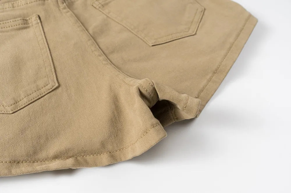 Solid Vintage Pocket Belted Cargo Shorts