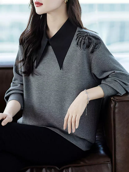 Spring Fashion Faux Two-Piece Sweatshirt For Women