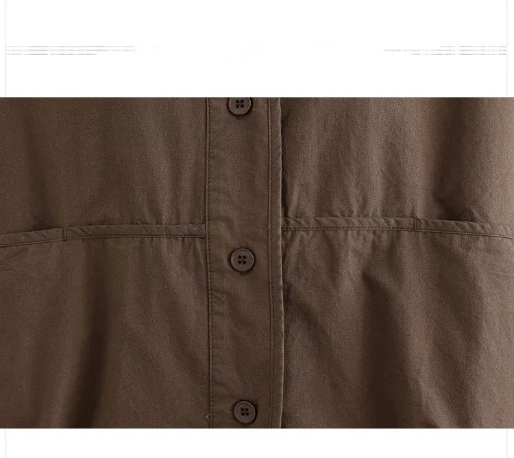 Stand Collar Patch Pocket Button-Down Shirt