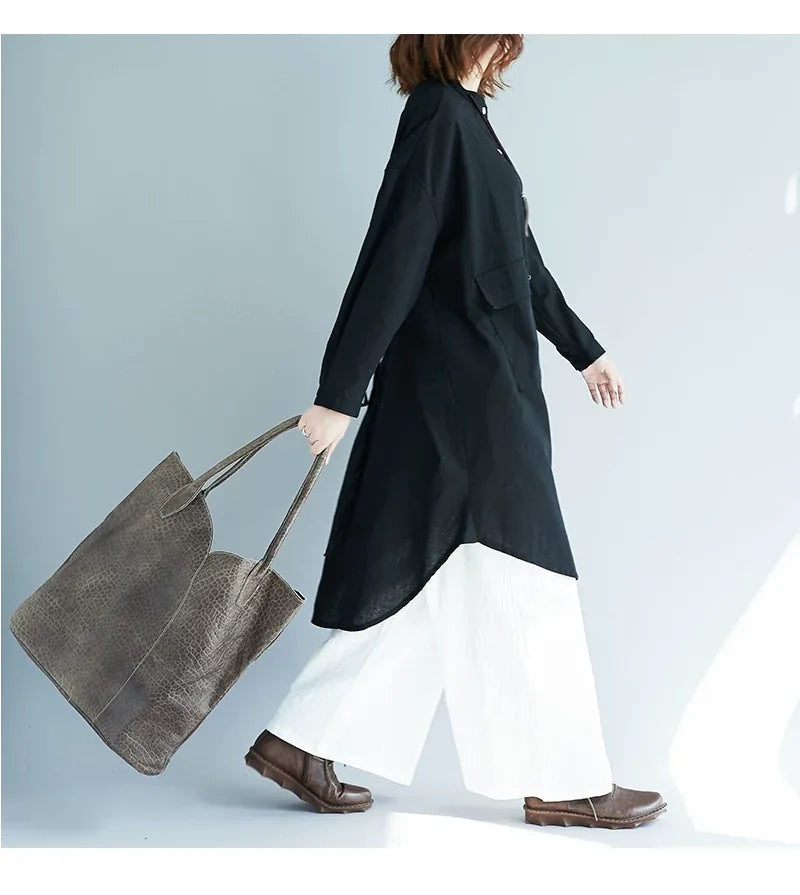 Stand Collar Textured Tunic with Patch Pockets