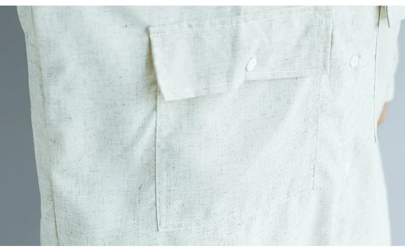 Stand Collar Textured Tunic with Patch Pockets