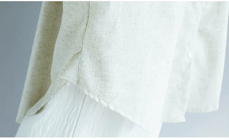 Stand Collar Textured Tunic with Patch Pockets
