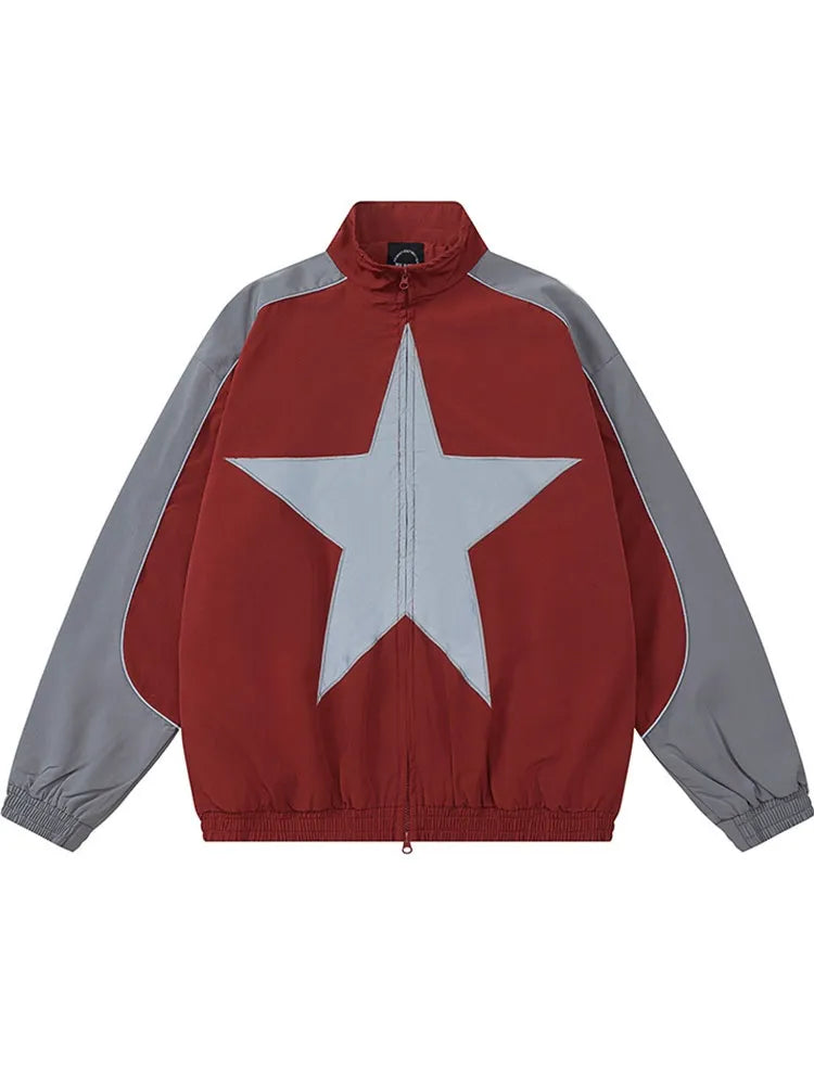Chaqueta holgada con cremallera y parche de estrella