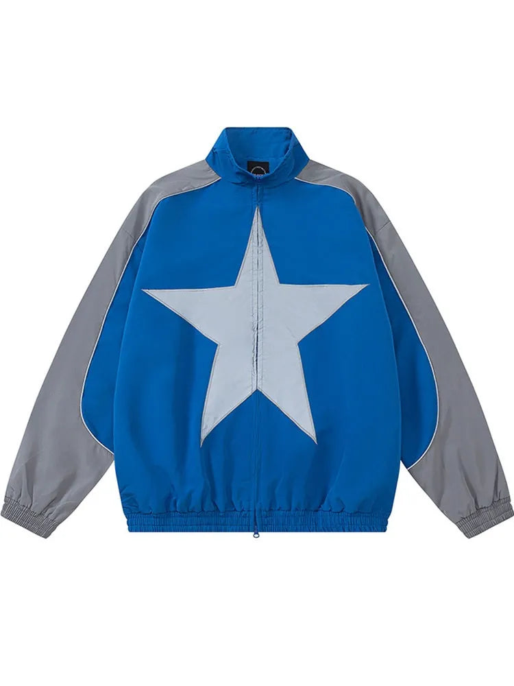 Chaqueta holgada con cremallera y parche de estrella