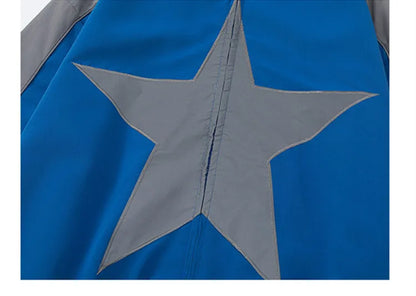 Lockere Jacke mit Sternenaufnäher und Reißverschluss