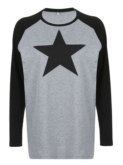 Top Acubi de manga larga extragrande con estampado de estrellas y raglán