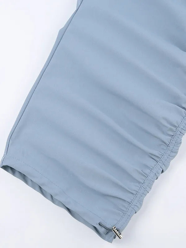 Street Low Waist Baggy Pockets Ruched Cargo Pants