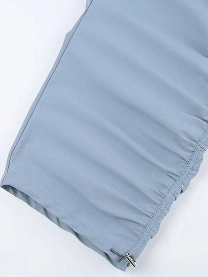 Street Low Waist Baggy Pockets Ruched Cargo Pants