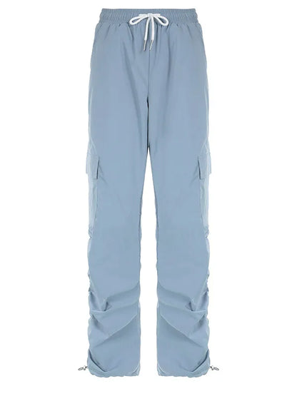 Street Low Waist Baggy Pockets Ruched Cargo Pants