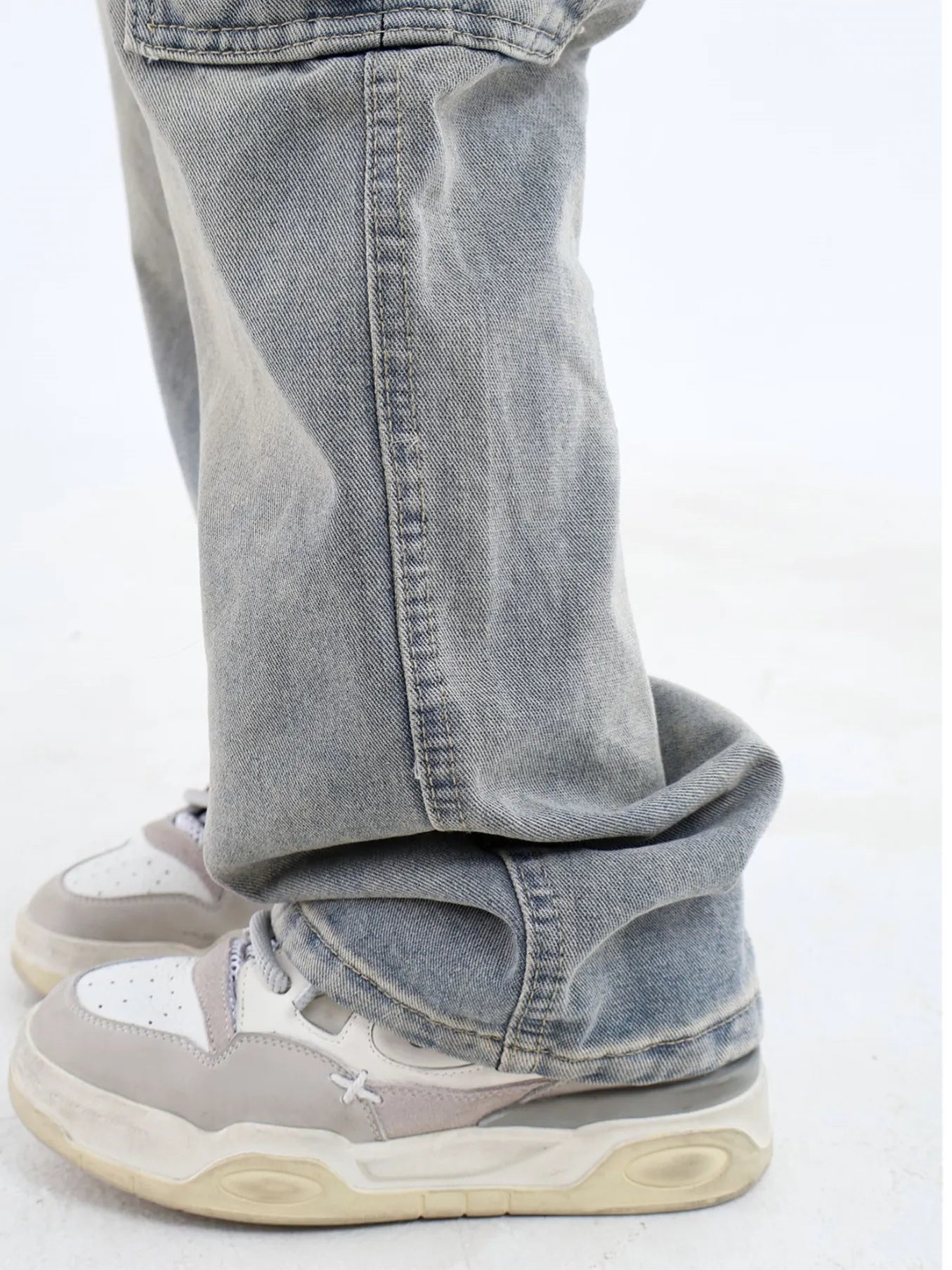 Street Vintage Side Pockets Baggy Denim Pants