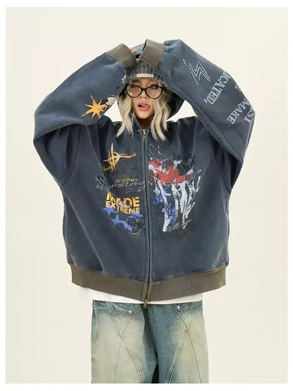 Streetwear-Hoodie mit Graffiti-Print