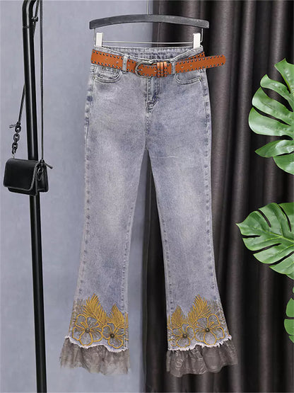 Pantalones de corte bota estilo retro, elásticos, de cintura alta y corte petite para mujer