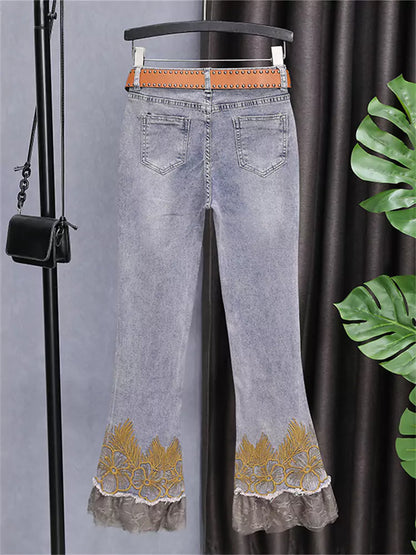 Pantalones de corte bota estilo retro, elásticos, de cintura alta y corte petite para mujer