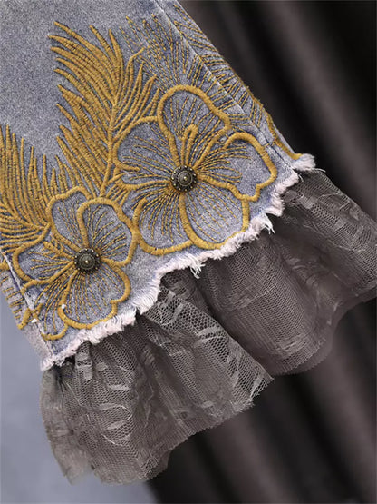 Pantalones de corte bota estilo retro, elásticos, de cintura alta y corte petite para mujer