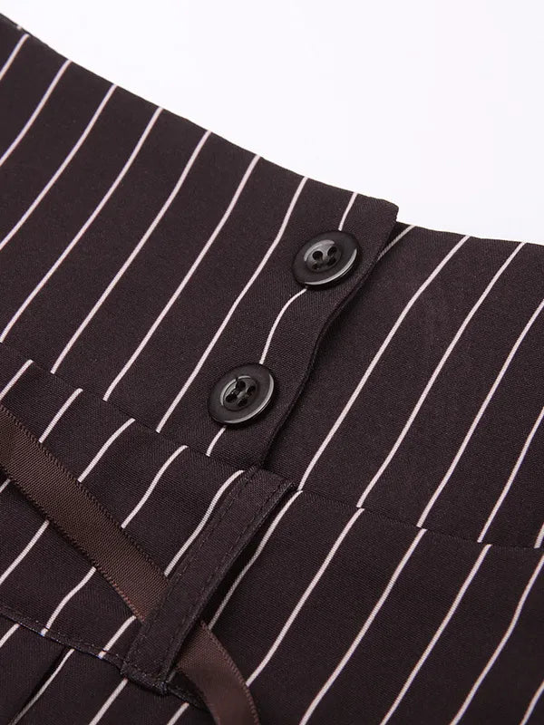 Stripe Bowknot Cami Top Low Rise Pleated Mini Skirt