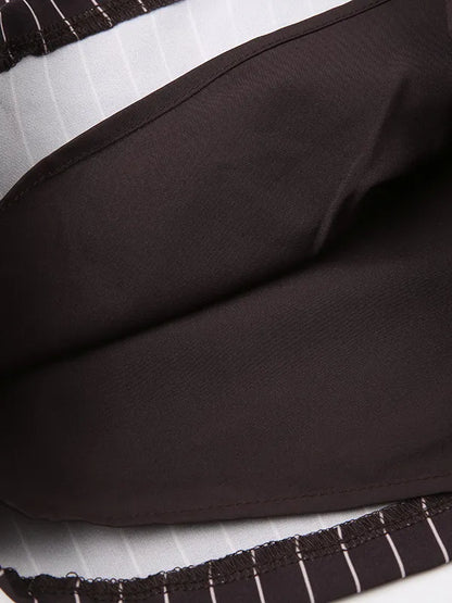 Stripe Bowknot Cami Top Low Rise Pleated Mini Skirt