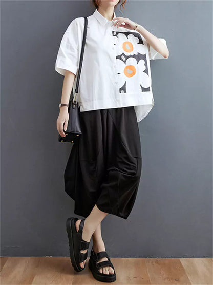 Stilvolles Kurzarm-Sommerhemd mit Blumenmuster.