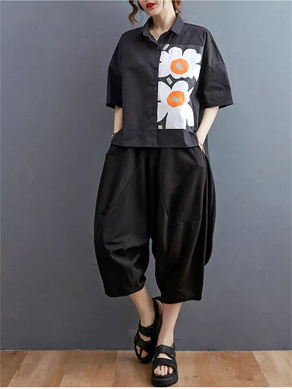 Stilvolles Kurzarm-Sommerhemd mit Blumenmuster.