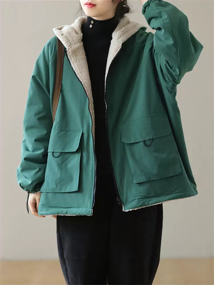 Stilvoller, übergroßer, wattierter Baumwollmantel aus Kunstpelz