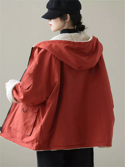 Stilvoller, übergroßer, wattierter Baumwollmantel aus Kunstpelz