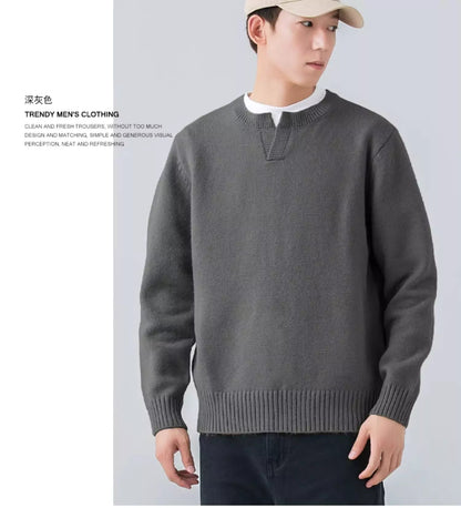 Stilvoller, einfarbiger, bequemer und warmer Pullover