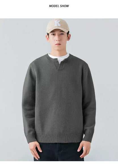 Stilvoller, einfarbiger, bequemer und warmer Pullover