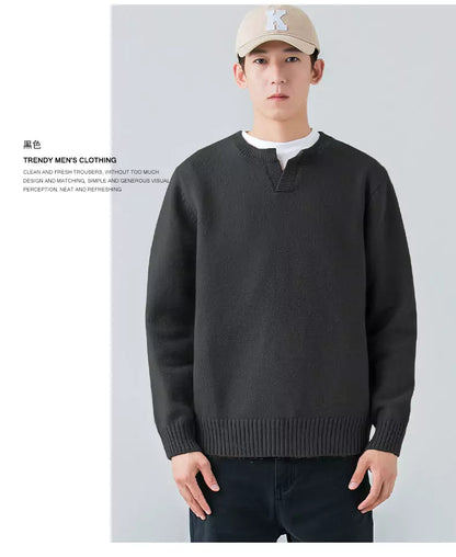 Stilvoller, einfarbiger, bequemer und warmer Pullover