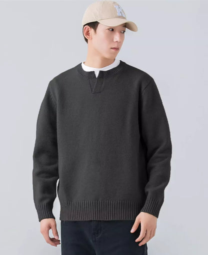 Stilvoller, einfarbiger, bequemer und warmer Pullover