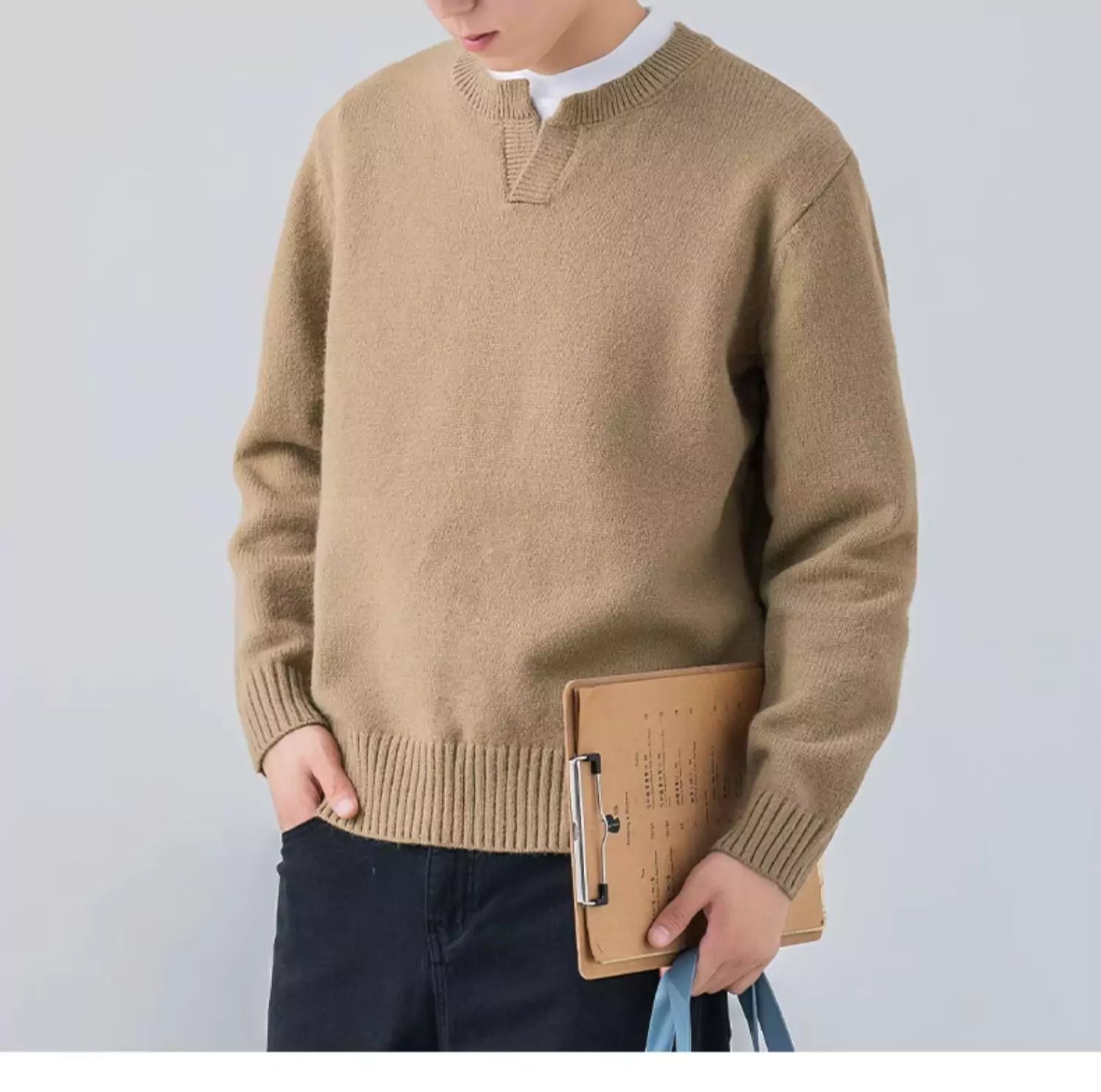 Suéter elegante, cómodo y cálido de color sólido