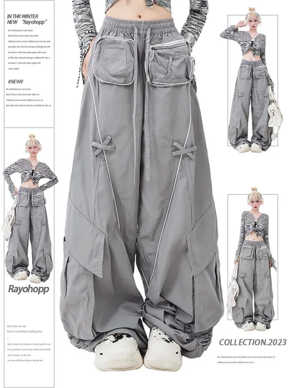 Techwear Multi Pocket Wide Leg Cargo Pants