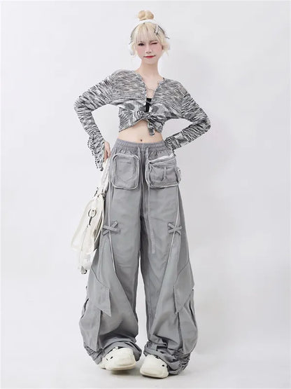 Techwear Multi Pocket Wide Leg Cargo Pants