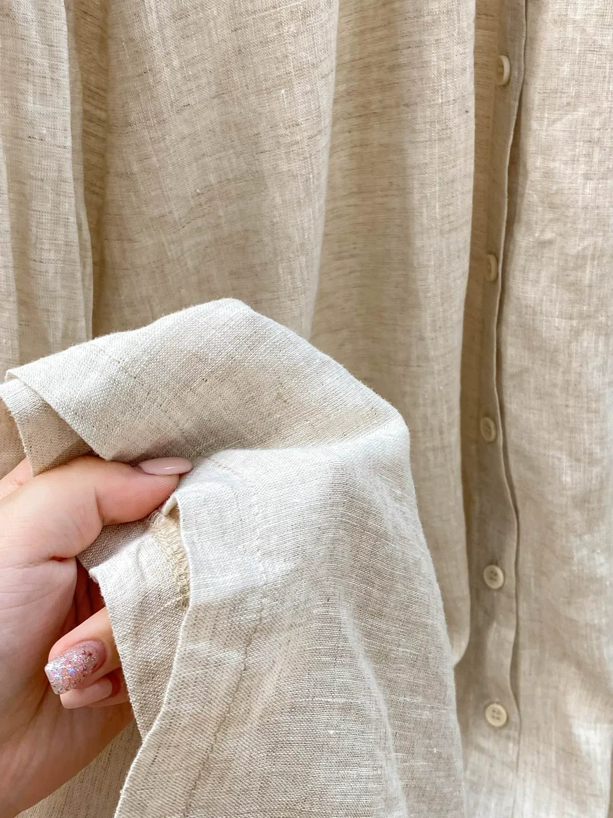 Textured Button-Front Shirt Collar Maxi Dress