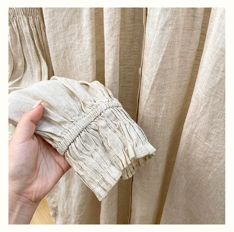 Textured Button-Front Shirt Collar Maxi Dress