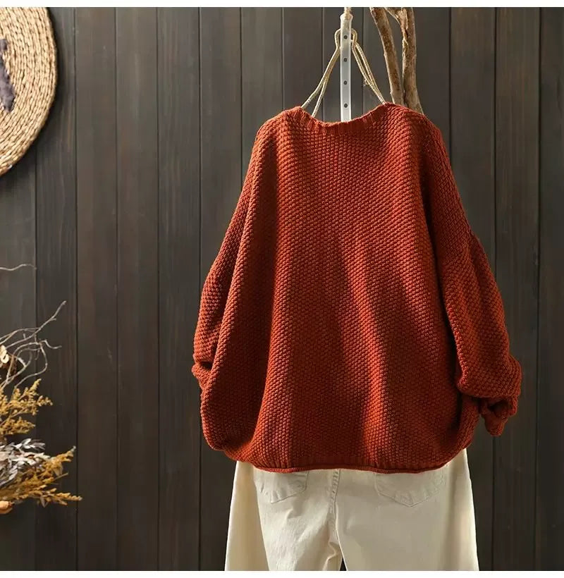 Textured Knit V-Neck Cardigan with High-Low Hem