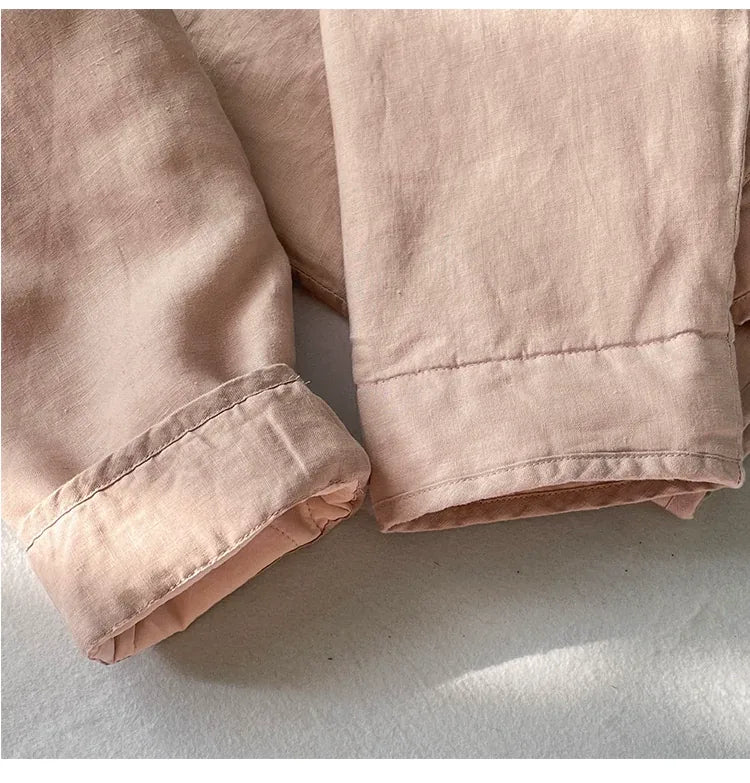 Textured Padded Jacket with Patch Pockets and Covered Buttons