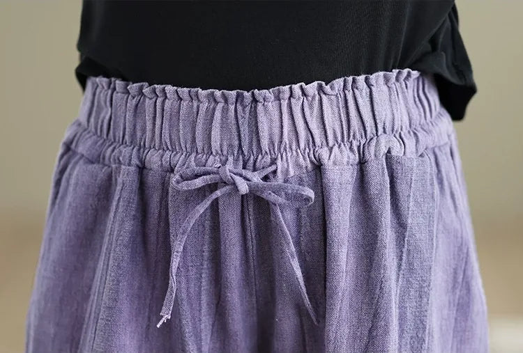 Textured Wide Leg Pants Elastic Waist Drawstring