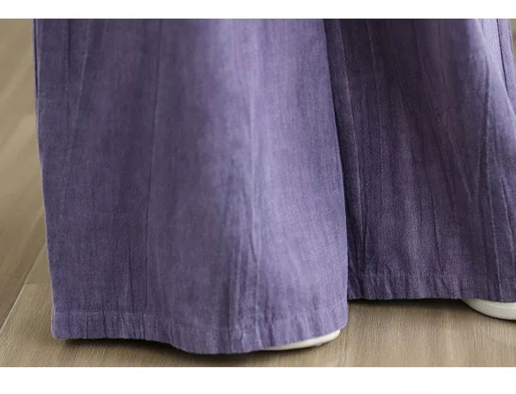 Textured Wide Leg Pants Elastic Waist Drawstring