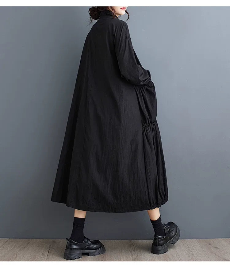 Textured Zip-Front Coat with Stand Collar