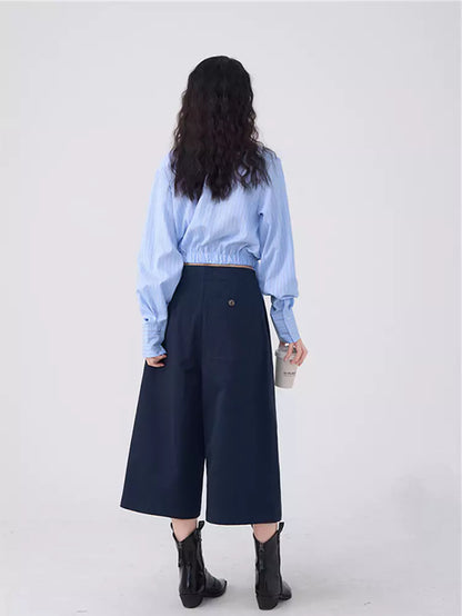 Lässiges gestreiftes Hemd mit Schleife vorne