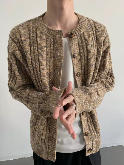 Trendiger Colorblock-Cardigan mit Zopfmuster