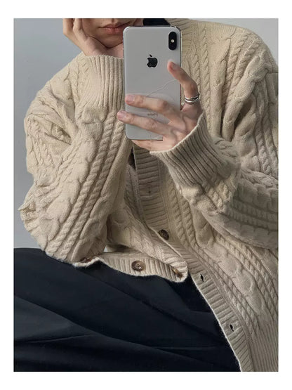 Trendiger Colorblock-Cardigan mit Zopfmuster