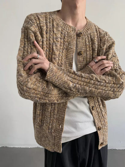 Trendiger Colorblock-Cardigan mit Zopfmuster