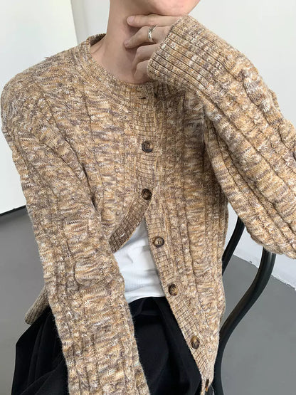 Trendiger Colorblock-Cardigan mit Zopfmuster