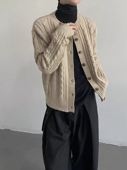 Trendiger Colorblock-Cardigan mit Zopfmuster