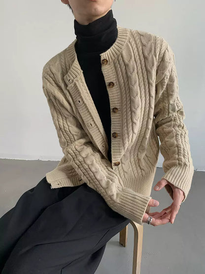 Trendiger Colorblock-Cardigan mit Zopfmuster